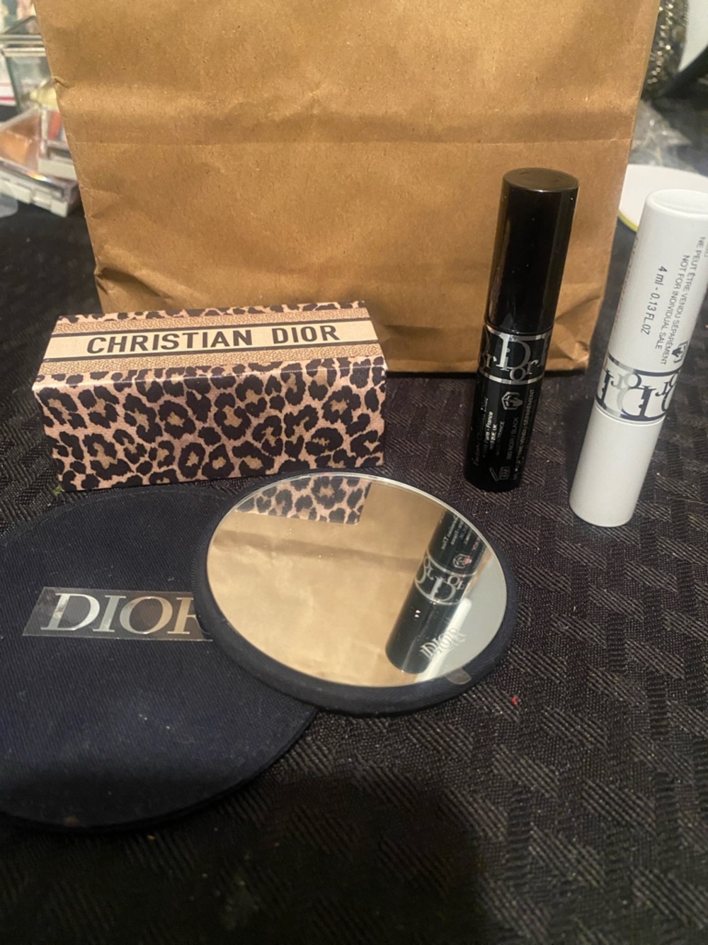 Dior Mirror & 2 mascara Makeup Set with Leopard Accent -